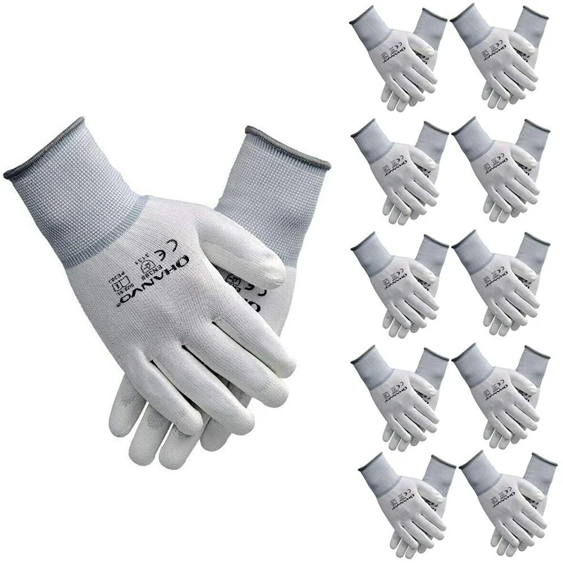 

10 Pairs PU Nitrile Safety Coating Work Gloves Palm Coated Gloves Mechanic Working Gloves have CE Certificated EN388