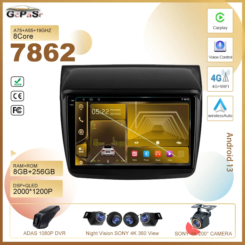 

Android 13 для Mitsubishi Pajero Sport 2 L200 Triton 2008-2016, автомобильный Dvd-радиоприемник, стерео, мультимедийный плеер, 5G wifi, GPS-навигация