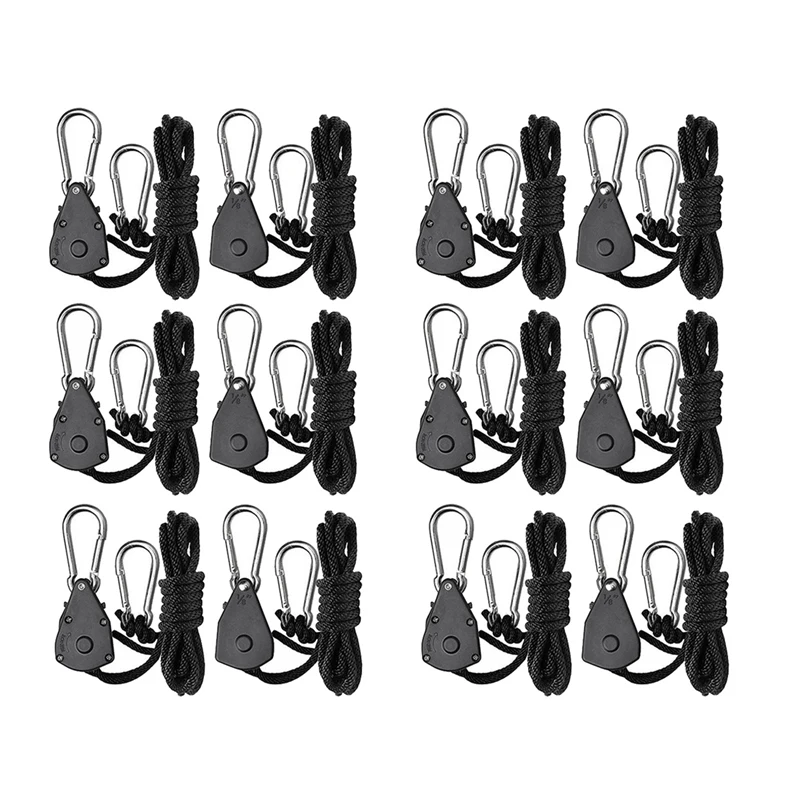 12Pcs 1/8 Inch Heavy-Duty Adjustable Growth Light Ratchet Rope Hanger, Used For Gardening Of Growing Lamps
12Pcs 1/8 Inch Heavy-Duty Adjustable Growth Light Ratchet Rope Hanger, Used For Gardening Of Growing Lamps