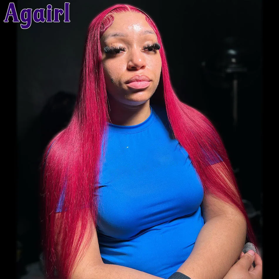 

Burgundy Red 99J 34Inch Bone Straight Lace Front Wig Ready To Wear And Go Glueless Wigs Pre Plucked 13x6 13x4 Lace Frontal Wigs