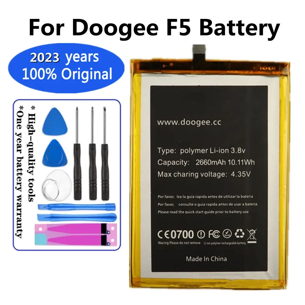 

2023 год, новинка, 100% Оригинальная батарея Для Doogee F5, запасная батарея 2660 мАч, запчасти для смартфонов, резервная батарея