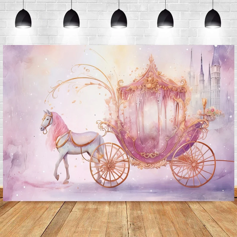 Princess Carriage Backdrop Photography Horse and Carriage Birthday Party Decor Banner Girls Pink Castle Photo Shoot Background
Princess Carriage Backdrop Photography Horse and Carriage Birthday Party Decor Banner Girls Pink Castle Photo Shoot Background