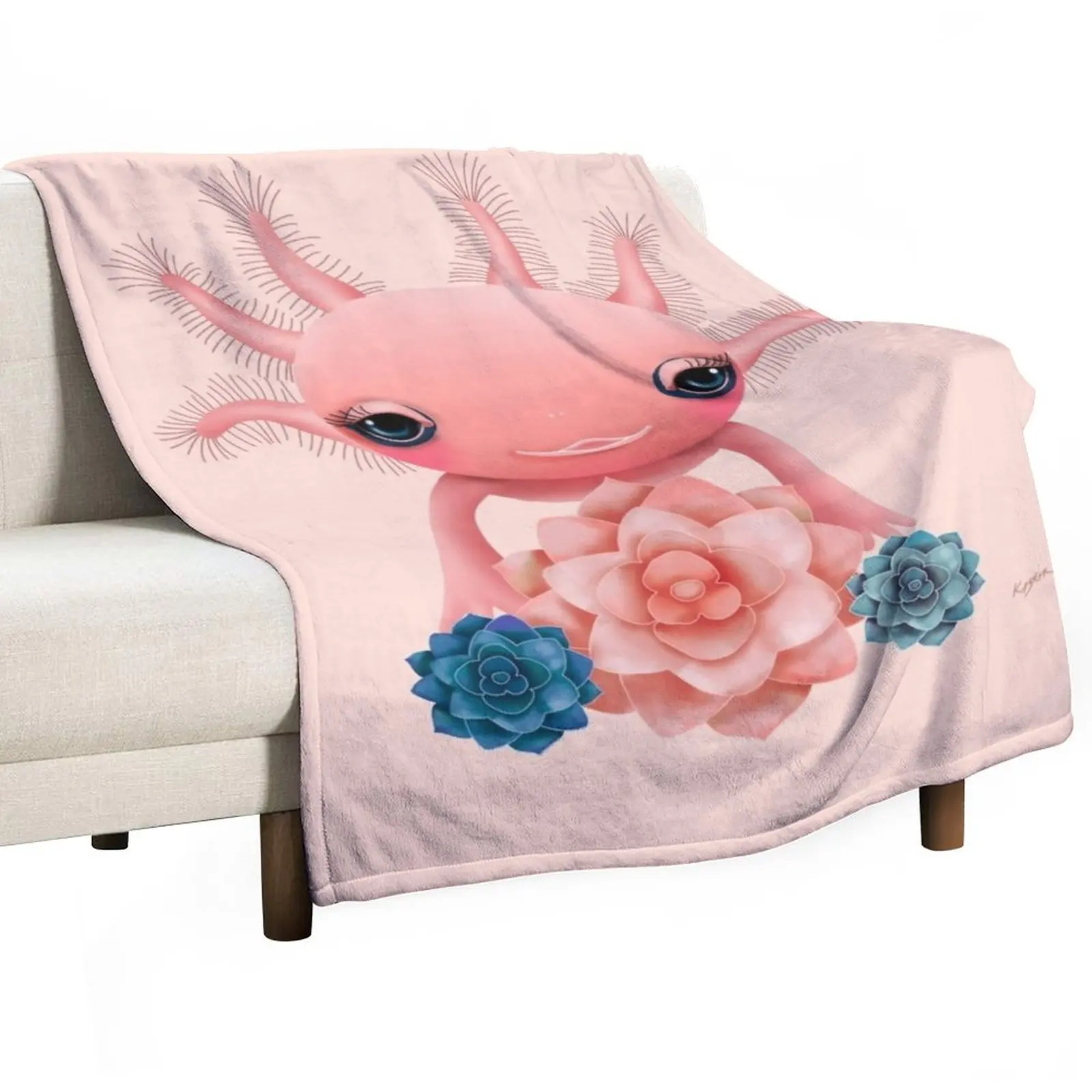 

Pink Axolotl Throw Blanket Personalized Gift For Sofa Thin Fluffy Shaggy Blanket Soft Big Blanket