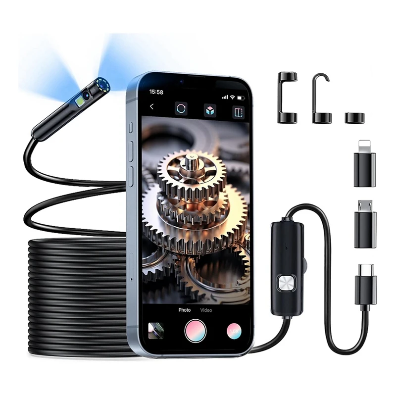 

Endoscope Camera With Light, Endoscope Camera With 8+1 LED Lights, 1920P IP67 Waterproof Inspection Camera (16.5 Feet) Durable