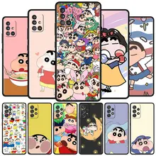 

Mobile Soft Phone Case For Samsung Galaxy A51 A71 A21s A12 A52 A32 A22 A31 A72 Black Cover A50 A41 A02s Crayos Shin-Chan