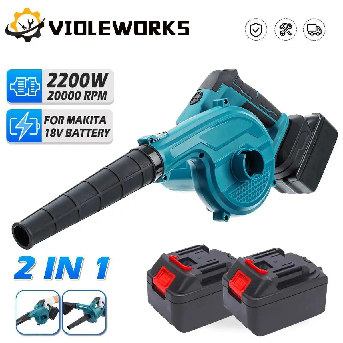 2200W 2 IN 1 Electric Air Blower Cordless Foldable Handheld Leaf Computer Dust Collector Power Tool For Makita 18V Battery
2200W 2 IN 1 Electric Air Blower Cordless Foldable Handheld Leaf Computer Dust Collector Power Tool For Makita 18V Battery