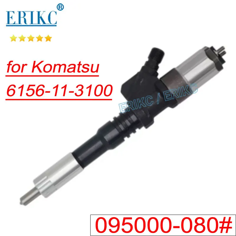 

6156-11-3100 095000-0801 Fuel Inyector Nozzle 095000-0800 Common Rail Diesel Injector For Denso Komatsu SA6D125E 6156-11-3101