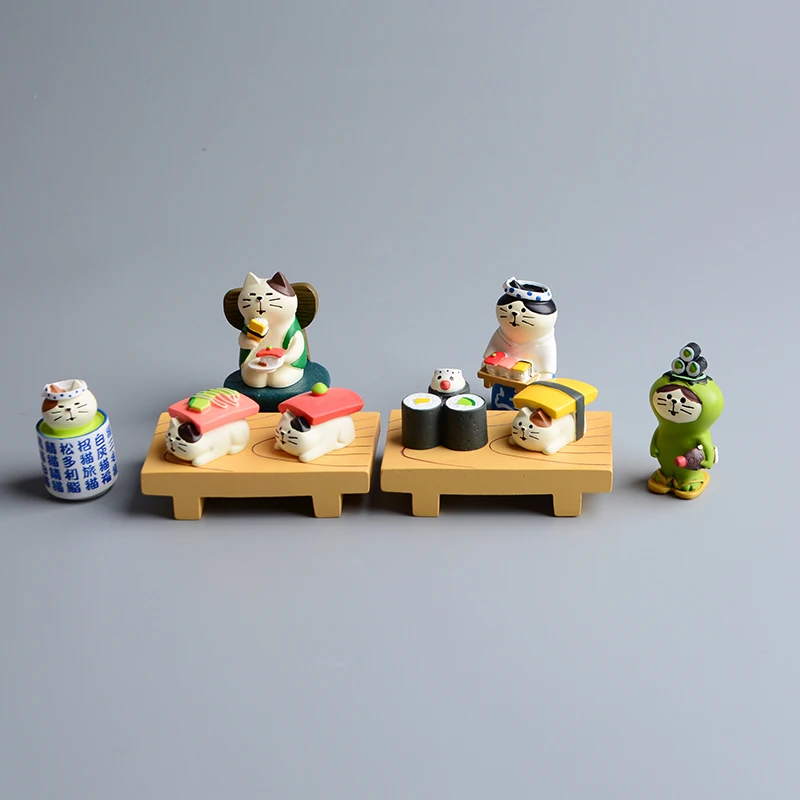 

Милые фигурки для суши в японском стиле, украшение для сцены еды, Мультяшные мини-кошки из смолы, коллекционный домашний декор, ремесло, детские игрушки, подарок