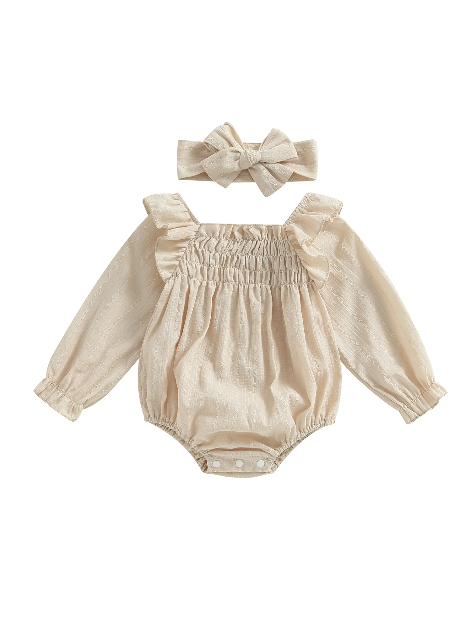 Adorable Newborn Rompers with Ruched Fly Sleeves and Matching Headband - Perfect for Casual Fall Outfits
Adorable Newborn Rompers with Ruched Fly Sleeves and Matching Headband - Perfect for Casual Fall Outfits