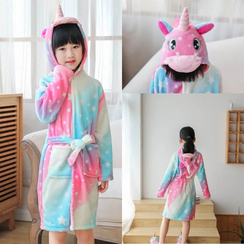 

Baby Girl Unicorn Kigurumi Pajamas Fashion Girl Unicorn Bathrobes Boys Clothes Children Onesies Robes Beach Towels