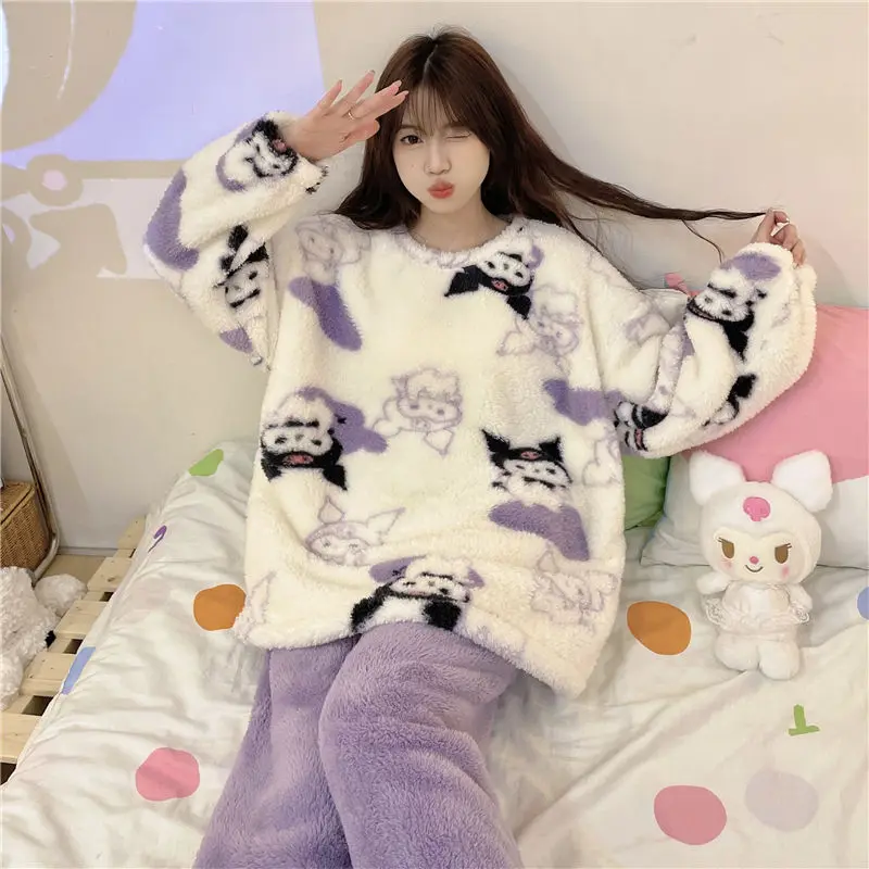 Kawaii Cartoon Kuromi Plush Pajamas Sanrios Anime Homewear Sleepwear Suit Winter Loose Fitting Thickening Nightwear Girl Gift
Kawaii Cartoon Kuromi Plush Pajamas Sanrios Anime Homewear Sleepwear Suit Winter Loose Fitting Thickening Nightwear Girl Gift