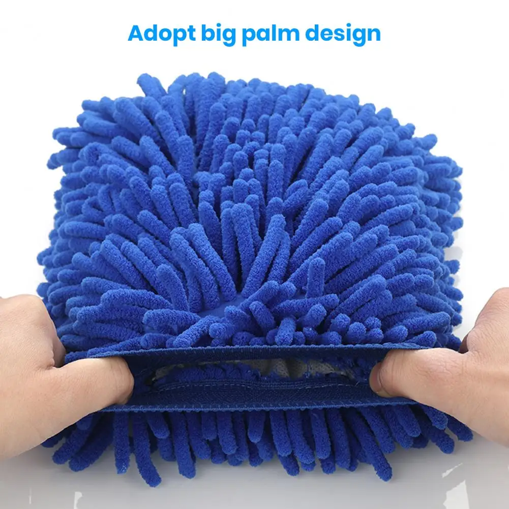 

Lint Free Car Wash Gloves Double-sided Chenille Microfiber Car Wash Mitt Scratch Lint Free Strong Water Absorption for Effective