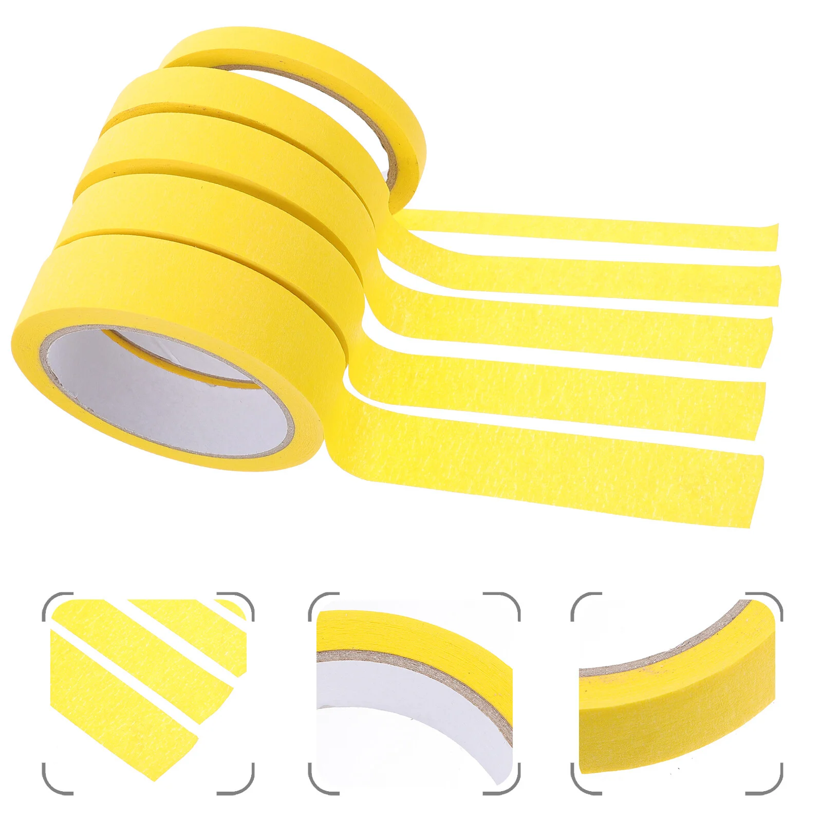 

5 Rolls Masking Tape Self-adhesive Tapes Colorful Duct Textured Paper Easy-tear Painter Crepe Spray