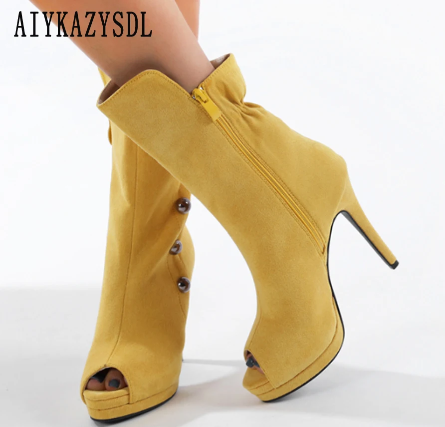Женские Плиссированные ботильоны AIYKAZYSDL на платформе с заклепками и рюшами, Короткие Зимние ботильоны для танцев на полюсе, желтые ботинки с открытым носком
Женские Плиссированные ботильоны AIYKAZYSDL на платформе с заклепками и рюшами, Короткие Зимние ботильоны для танцев на полюсе, желтые ботинки с открытым носком