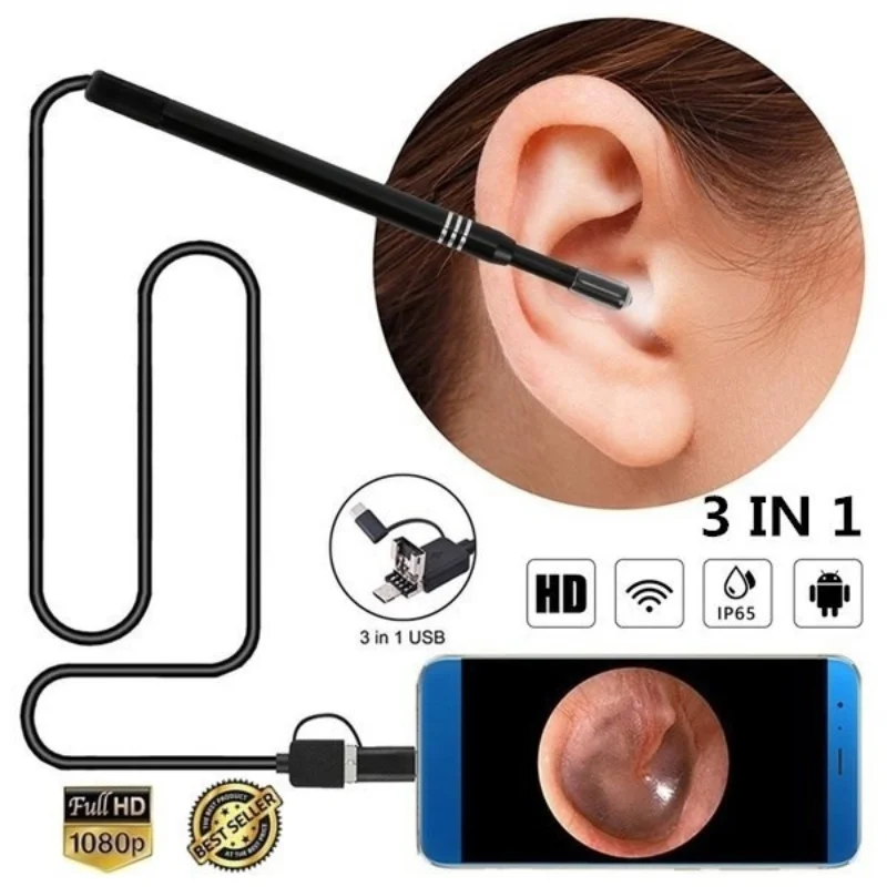 

Новинка 2022, 3-в-1 Usb-наушник, мини-камера, эндоскоп, инструмент для чистки ушей, визуальная ухочистка Hd, ложка для ушей, для чистки ушей