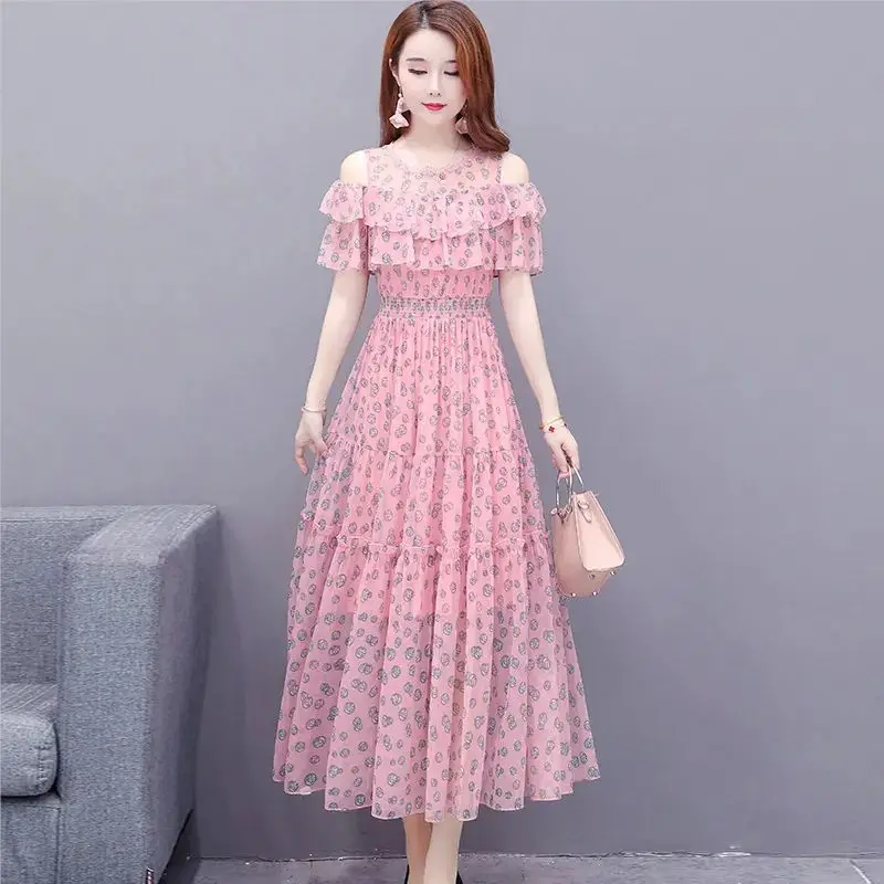 Waist Gauze Vintage Fragmented Floral Print Seven Points/Long Sleeve Dress Elegant Women's Clothing V-Neck A-line Skirt L41
Waist Gauze Vintage Fragmented Floral Print Seven Points/Long Sleeve Dress Elegant Women's Clothing V-Neck A-line Skirt L41
