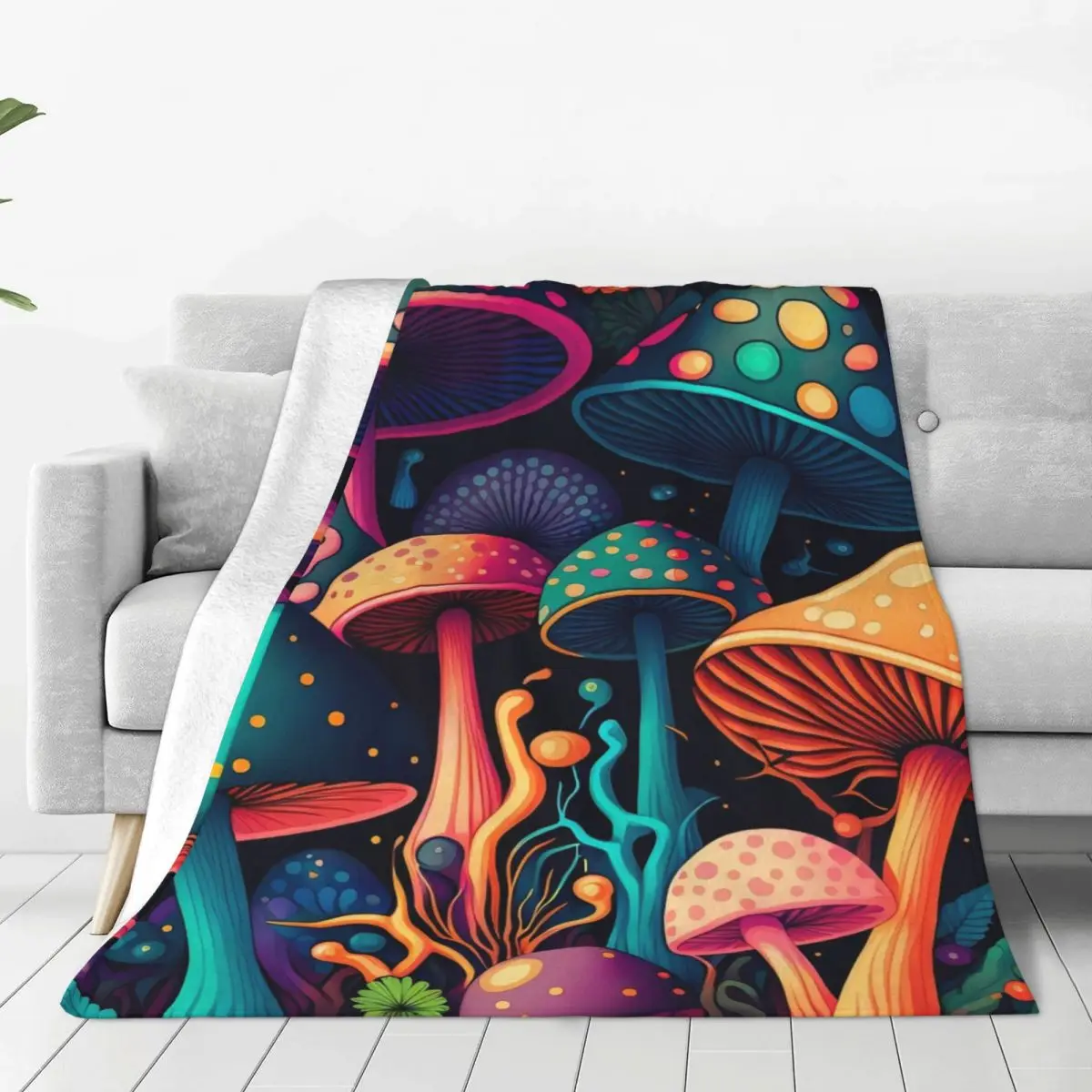 

Magic Mushroom Soft Durable Blanket Cartoon Mushrooms Travelling Bedding Throws Winter Custom Flannel Bedspread Sofa Bed Cover