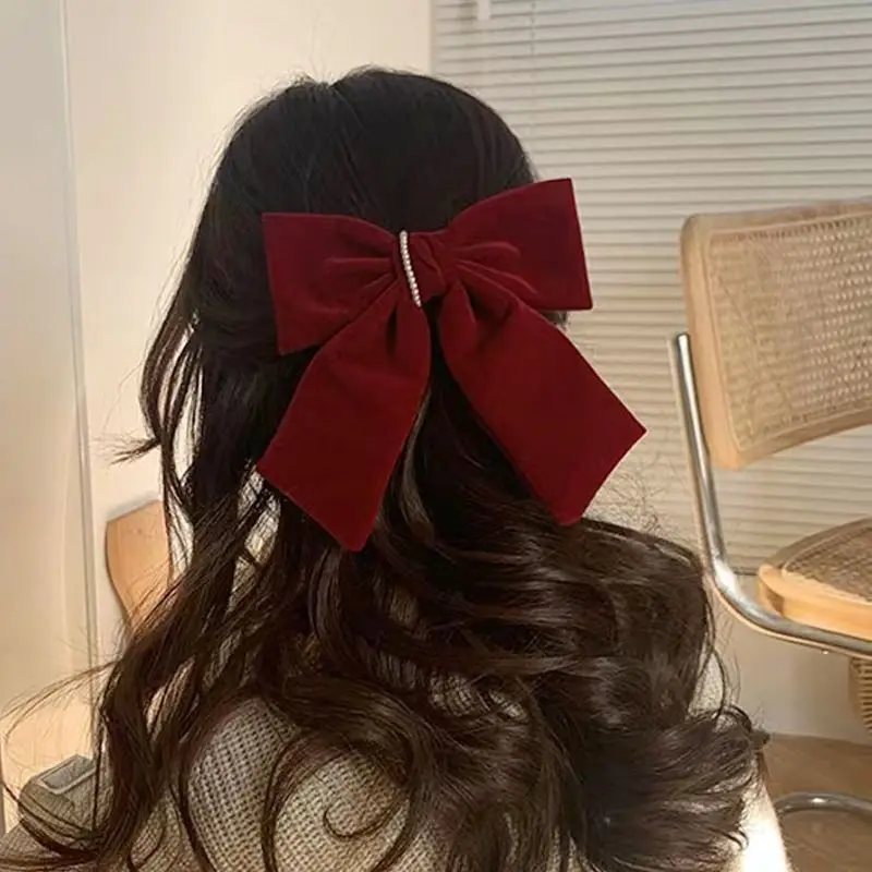 Large Bowknot Red Black French Women Pearls Hair Clip Accessories Headwear Spring Autumn Velvet Princess Hairpins Headdress
Large Bowknot Red Black French Women Pearls Hair Clip Accessories Headwear Spring Autumn Velvet Princess Hairpins Headdress