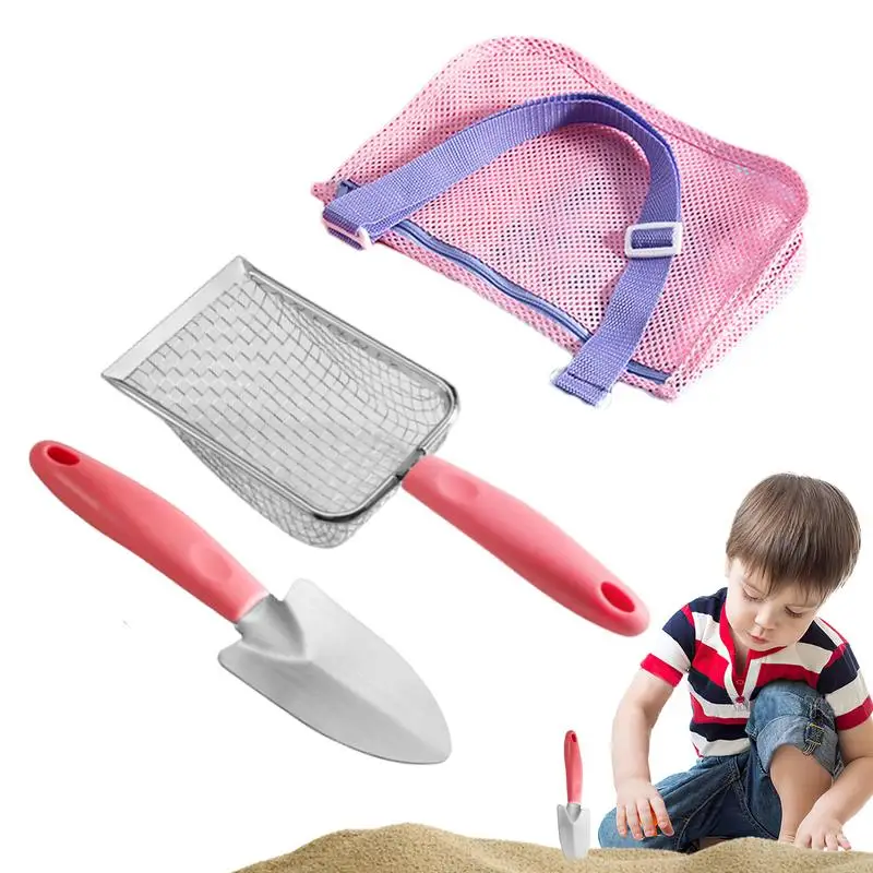 

Kids Beach Shovel And Mesh Bag 3PCS Filter Sand Scooper Set Beach Playset For Boys And Girls Funny Toy Includes Sand Shovel Sand