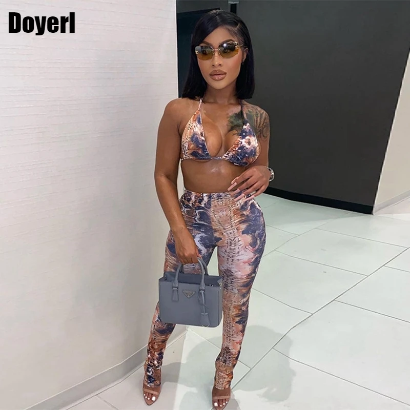 Summer Sexy Two Piece Sets for Women Skinny 2 Piece Sets Womens Outfits Club Outfits Halter Bra Top and Printed Leggings Set
Summer Sexy Two Piece Sets for Women Skinny 2 Piece Sets Womens Outfits Club Outfits Halter Bra Top and Printed Leggings Set