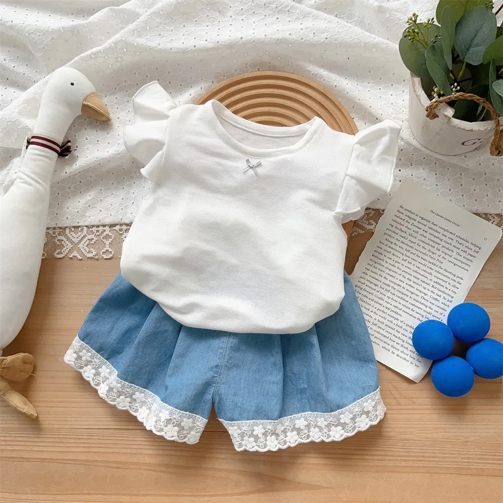 Summer 2024 Baby Girls 2PCS Clothes Set Cotton Flying Sleeve Solid T-shirts Lace Ruched Shorts Suit Toddler Girls Outfits
Summer 2024 Baby Girls 2PCS Clothes Set Cotton Flying Sleeve Solid T-shirts Lace Ruched Shorts Suit Toddler Girls Outfits