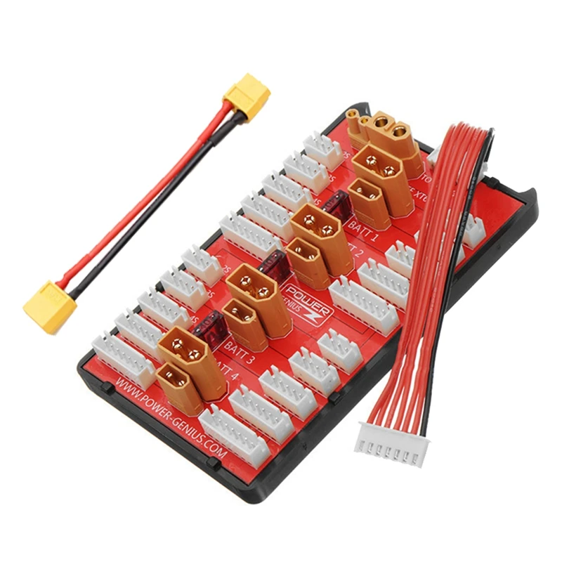 

Параллельная зарядная плата XT30 XT60 2 в 1 + кабель XT60 поддерживает 4 упаковки 2-6S литий-полимерных батарей для радиоуправляемых моделей мультикоптеров