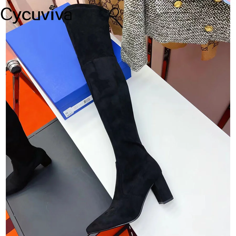 Kid Suede Over The Knee Boots Women Pointy Toe Designer High Heel Long Boots Winter Casual Runway Party Elastic Boots For Women
Kid Suede Over The Knee Boots Women Pointy Toe Designer High Heel Long Boots Winter Casual Runway Party Elastic Boots For Women