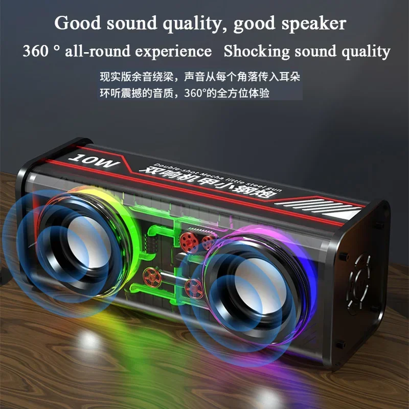 

Loudspeaker 5.0 Wireless TWS RGB Light Mini Party Bass Diaphragm Subwoofer New V8 Transparent Mecha Music Speakers Bluetooth