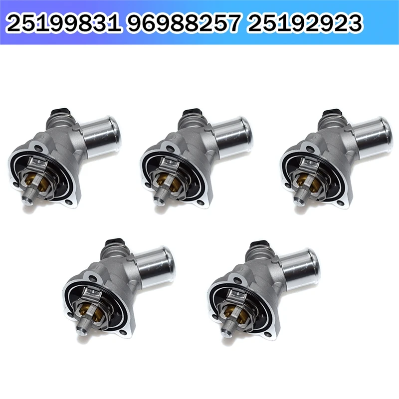 

5Pcs Thermostat Housing Assembly Metal Thermostat Assembly 25199831 96988257 25192923 For Chevrolet Spark L4 1.2L 2013 2014 2015