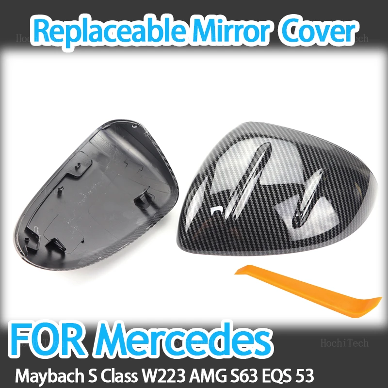 

Side wing mirror cover Carbon Fiber Pattern Black Replacement for Mercedes-Benz Maybach AMG S-Class S Class W223 S 63 S63 EQS