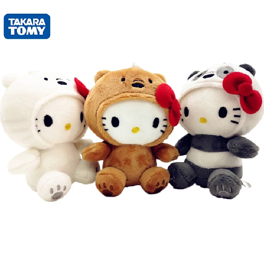 

Sanrio Hello Kitty 10Cm Keychain Bear White Bear Anime Plush Toy Panda Cute Soft Stuffed Doll Pendant Key Chains Gifts Kids