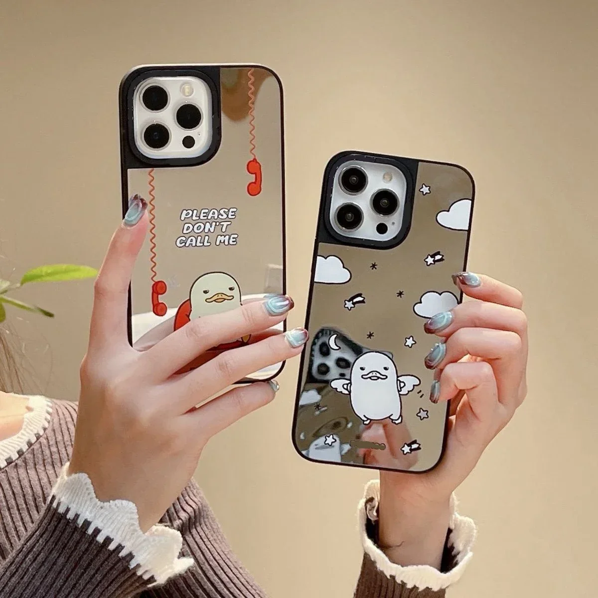 

Mirror Surface Cute Duck Phone Case Cover for IPhone 11 12 13 14 15 Pro Max Case for IPhone 15 Pro Max