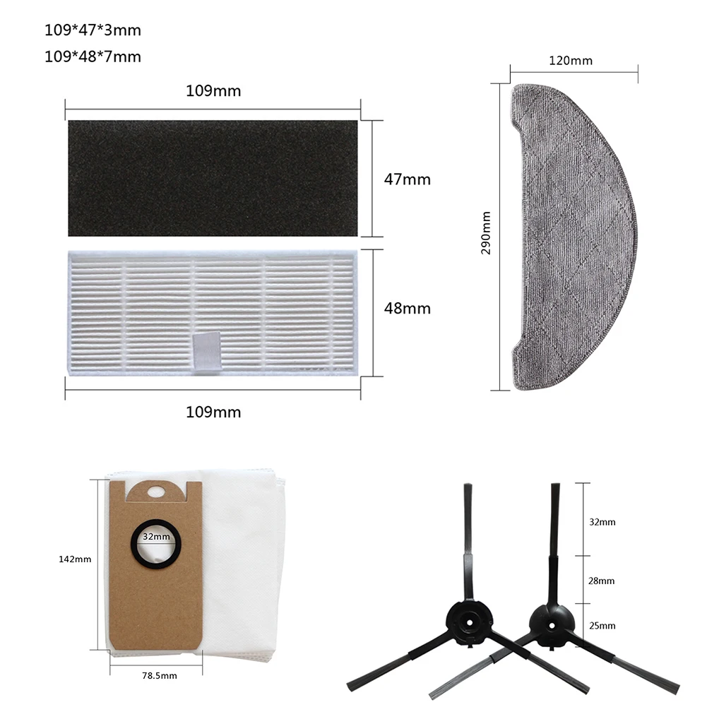 25pcs/set Mian Brush Mop Pads Dust Bags Side Brush Filters Kit For Laresar L6 Pro Ultenic T10 AIRROBO T10+ Vacuum Cleaner
25pcs/set Mian Brush Mop Pads Dust Bags Side Brush Filters Kit For Laresar L6 Pro Ultenic T10 AIRROBO T10+ Vacuum Cleaner