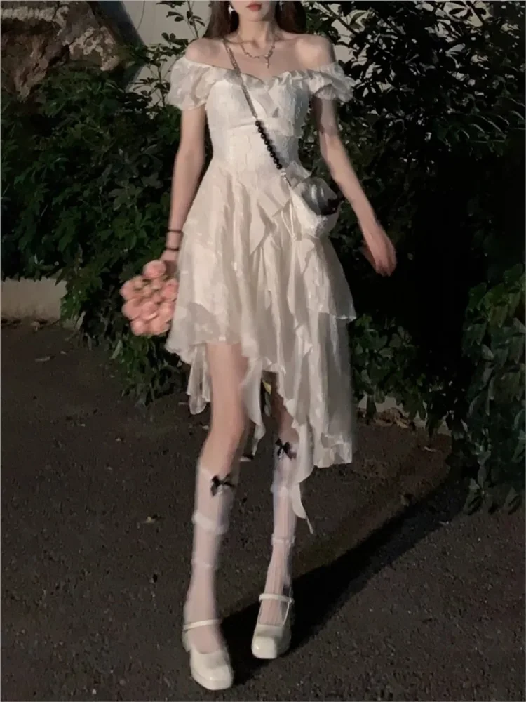 Vintage White Dress Summer New Ruffle Irregular Dress Sweet Young Mini Dress vestidos de novia party for women
Vintage White Dress Summer New Ruffle Irregular Dress Sweet Young Mini Dress vestidos de novia party for women
