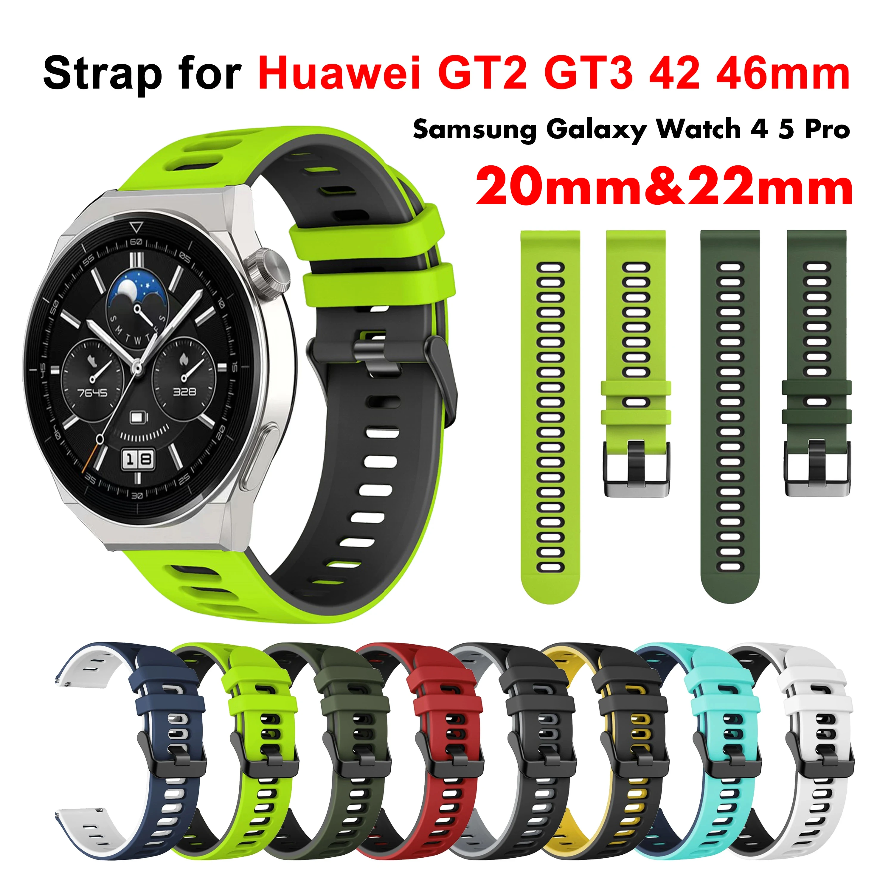 Soft Silicone Strap 20 22mm Watch band for Huawei GT GT2 GT3 Pro 42 46mm Wrist Bracelet for Huawei GT 3 Pro/Samsung Watch 4 5Pro
Soft Silicone Strap 20 22mm Watch band for Huawei GT GT2 GT3 Pro 42 46mm Wrist Bracelet for Huawei GT 3 Pro/Samsung Watch 4 5Pro