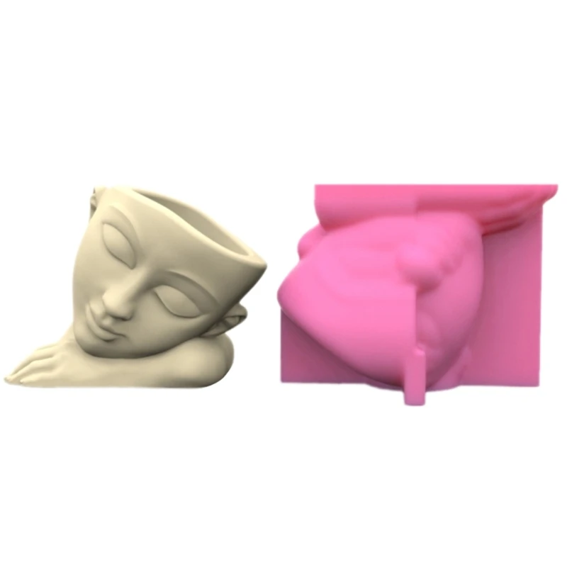 

3D Sleeping Man Gypsum Silicone Molds for Making Succulent Plant Flower Pot R7RF