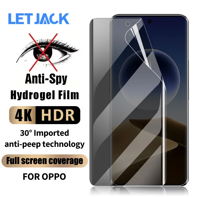 

3D Privacy Screen Protector For Oppo Find X7 Ultra X6 X5 X3 X2 Neo Anti-Spy Hydrogel Film Oppo Reno 3 4 5 6 Pro Plus Not Glass