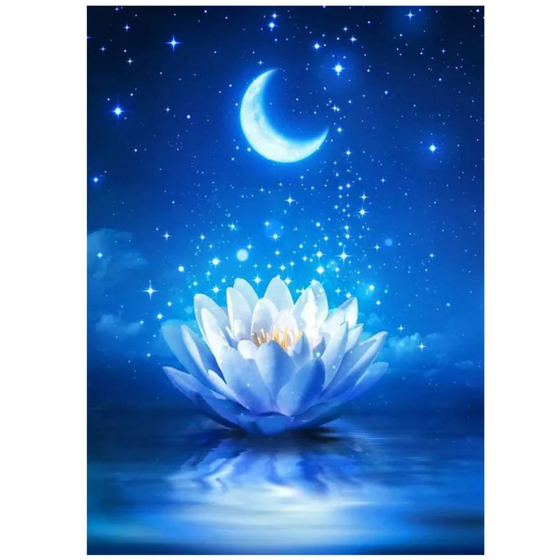 

5D Stickup Drill Embroider Lotus Lamp DIY 30*40cm Handmade Material Packs Diamond Painting Gift Decorative Paintings handicraft