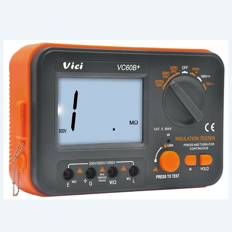 VC60B+ Digital Insulation Resistance Tester VICI Megger MegOhm Meter 250V 500V 1000V High Voltage And Short Circuit Input Alarm
VC60B+ Digital Insulation Resistance Tester VICI Megger MegOhm Meter 250V 500V 1000V High Voltage And Short Circuit Input Alarm