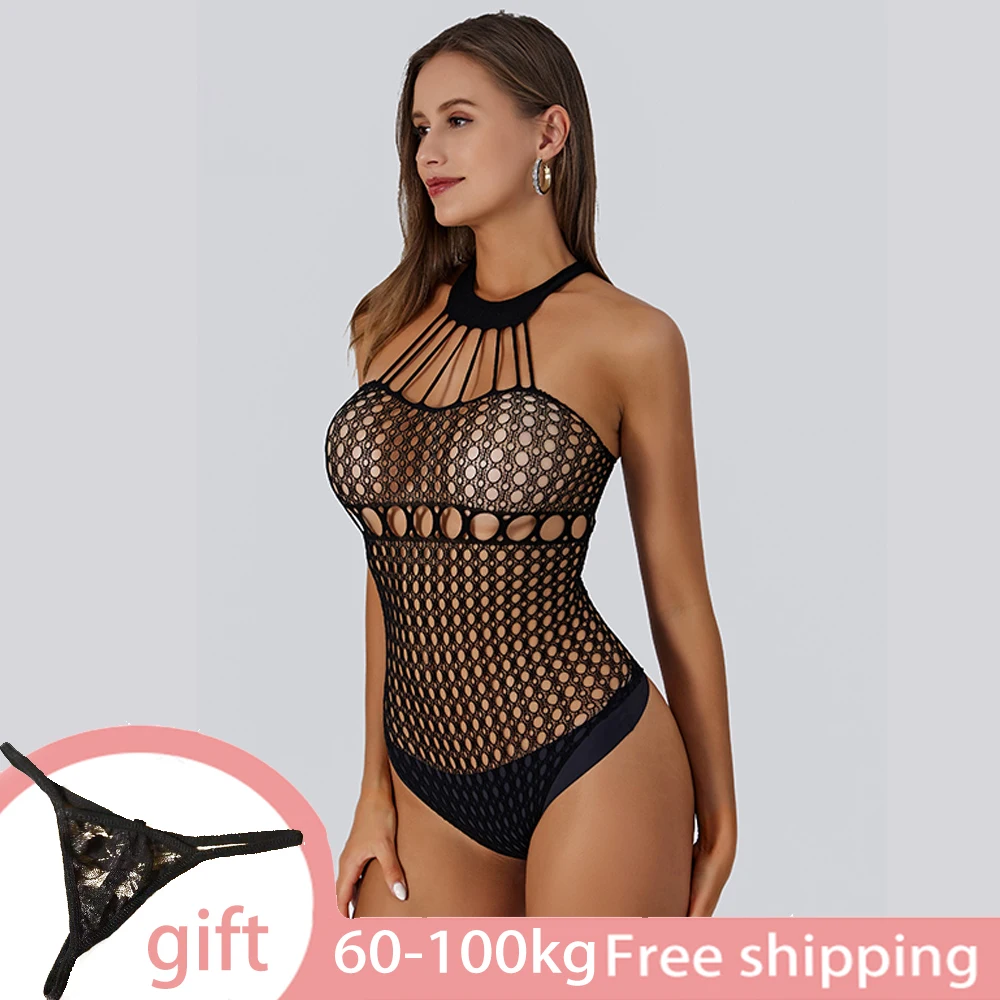 

100KG Sexy Fishnet Bobysuit WomenErotic Hot Lingerie PornoUnderwear Bodystockings Costumes Sex Tights Socks with G-string