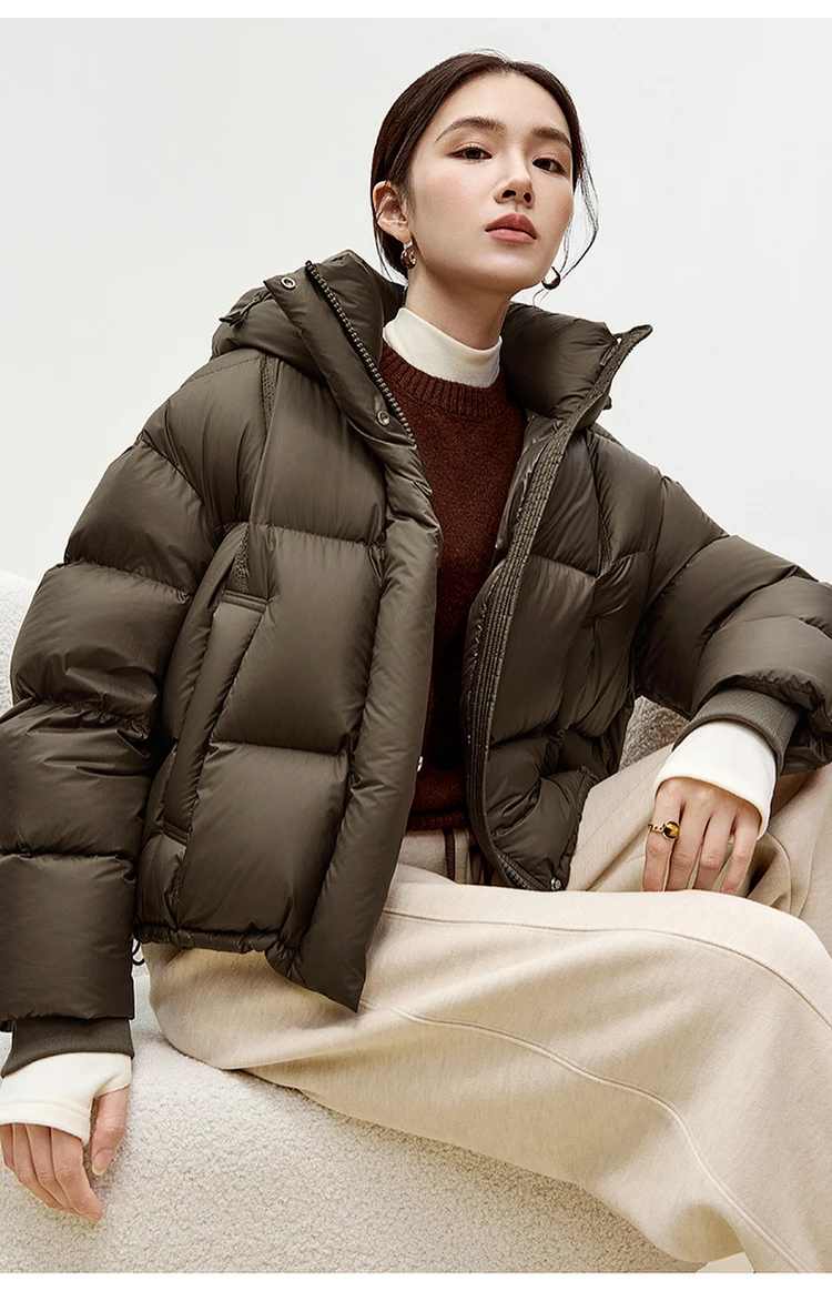 SENTUBILA Hooded Puffer Down Coat for Women 2024 Winter Lightweight Warmth 90% White Duck Down Short Jacket Outerwear W44Y55965 SENTUBILA Hooded Puffer Down Coat for Women 2024 Winter Lightweight Warmth 90% White Duck Down Short Jacket Outerwear W44Y55965