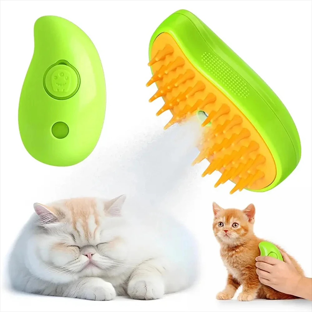 

Cat Steam Brush Electric Spray Cat Hair Brush 3 In1 Dog Steamer Brush For Massage Pet Grooming Removing Tangled and Loose Hair