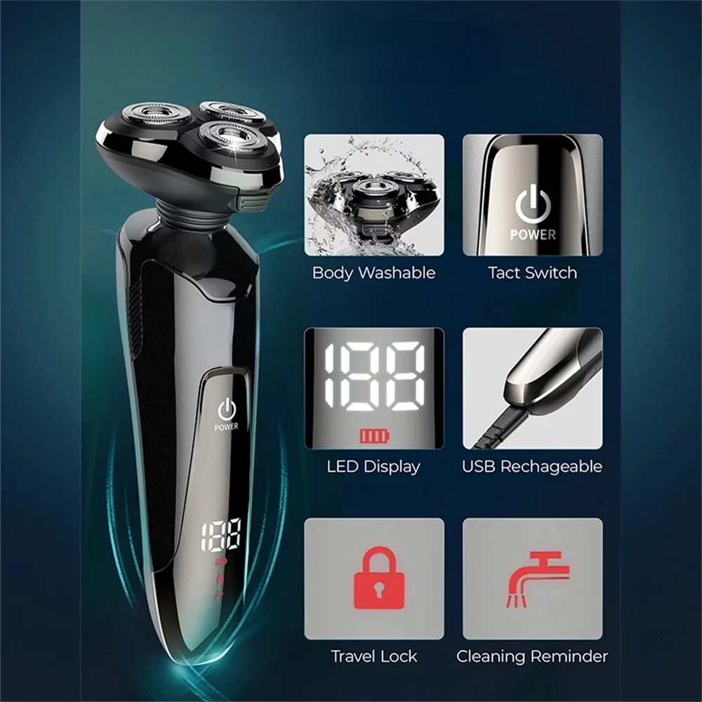 in 1 Shavers Rechargeable Wet/Dry Rotary Shaver Cordless Waterproof Beard Nose Mustache Sideburn Trimmer Shaver for men Person
in 1 Shavers Rechargeable Wet/Dry Rotary Shaver Cordless Waterproof Beard Nose Mustache Sideburn Trimmer Shaver for men Person
