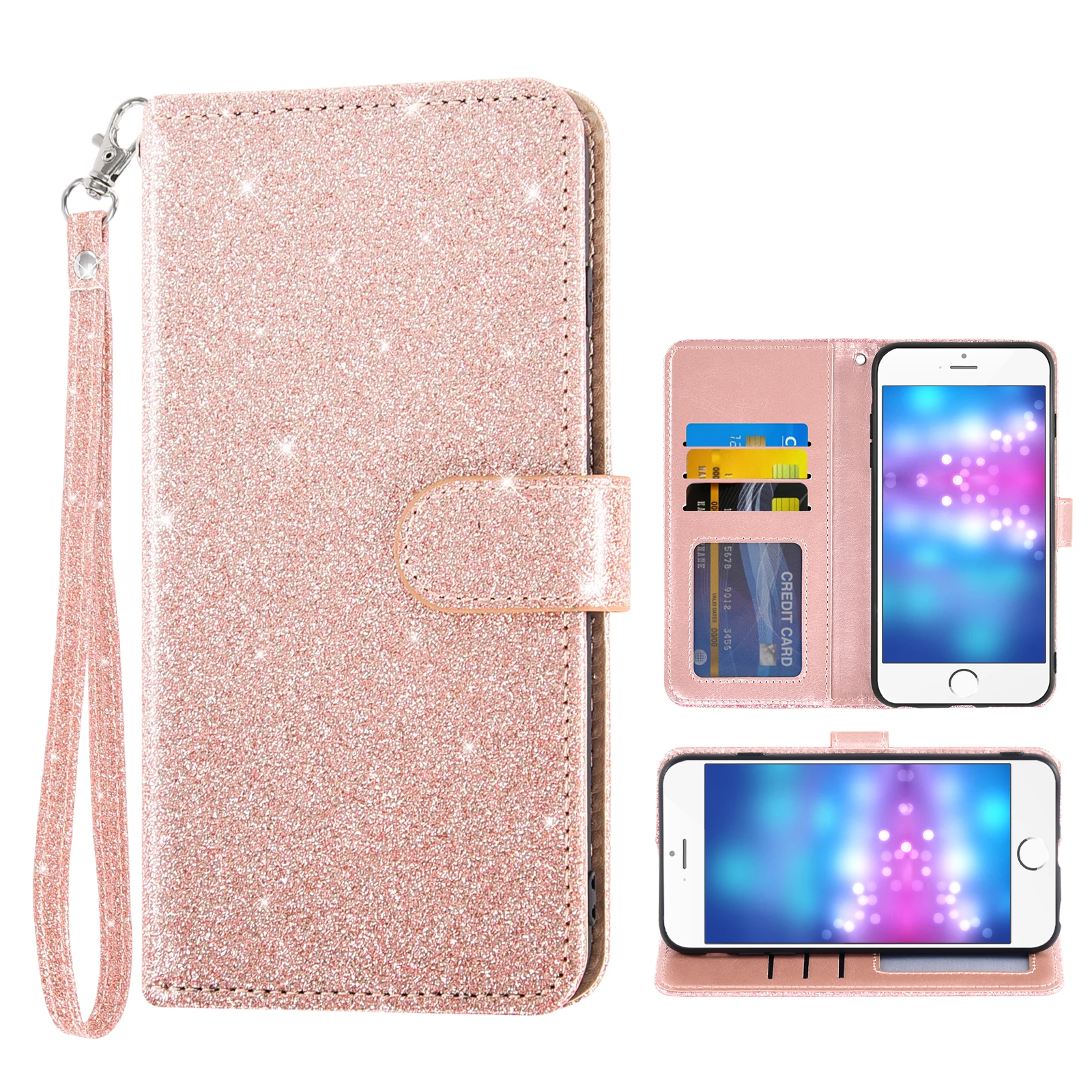 

Sequin Glitter Flip Cover Leather Wallet Phone Case For LG V20 V10 K51/Q51/Reflect K50/Q60/X6/K12 MAX K22 Q7/Q7 Plus/Style L-03K