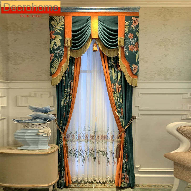 American Retro Chenille Jacquard Dark Green Orange Thickened Curtains for Living Room Bedroom French Window Villa Customized
American Retro Chenille Jacquard Dark Green Orange Thickened Curtains for Living Room Bedroom French Window Villa Customized