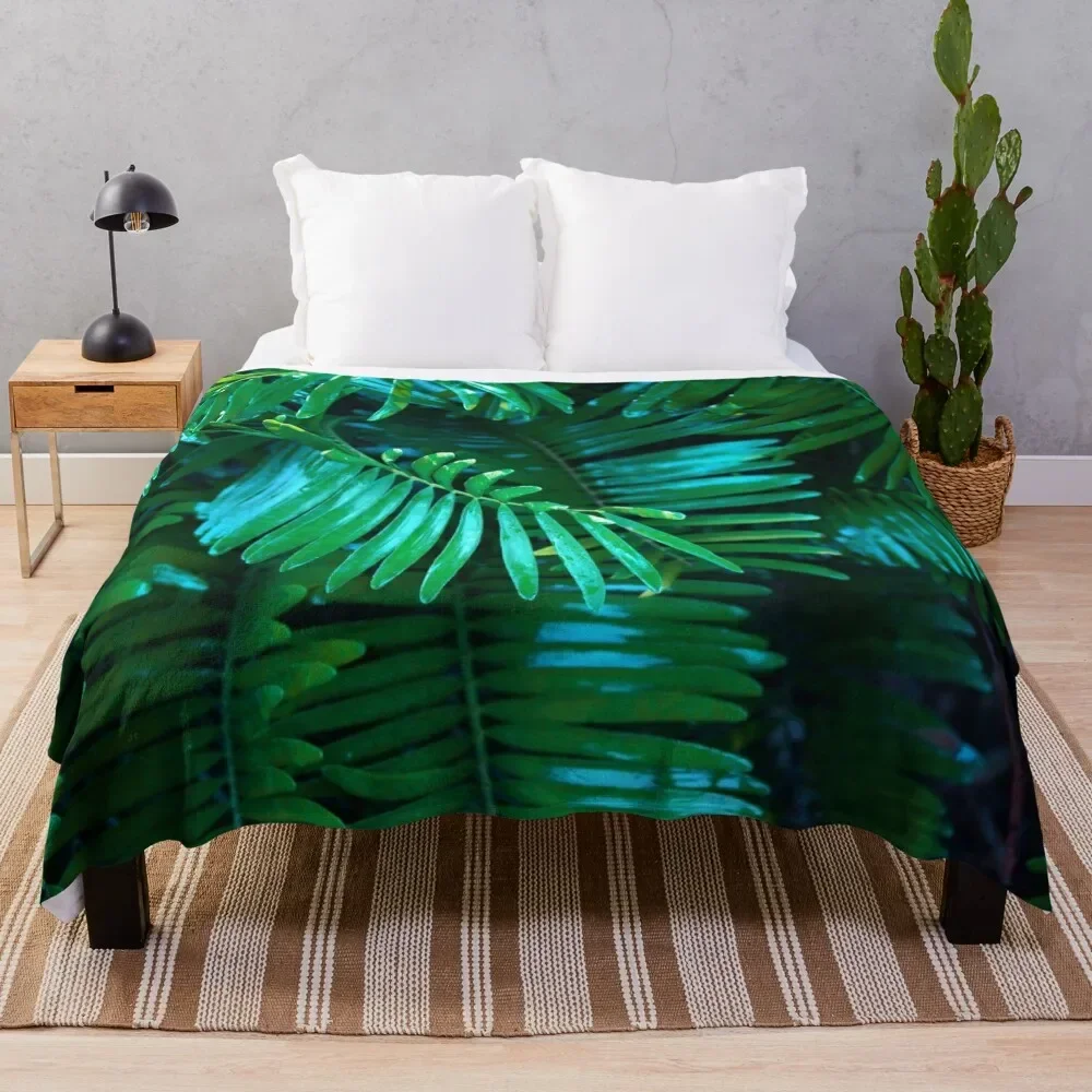 

Зеленые пальмовые листья, плед, одеяло, плюшевые одеяла, одеяла для пикника