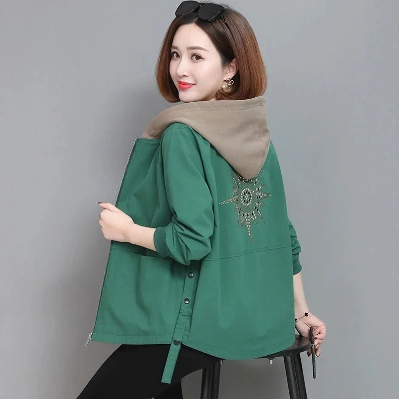 2023 Autumn Women's Coat Hooded Jacket Long Sleeve Zipper Pockets Casual Windbreaker Basic Jackets Outerwear Splicing Clothes
2023 Autumn Women's Coat Hooded Jacket Long Sleeve Zipper Pockets Casual Windbreaker Basic Jackets Outerwear Splicing Clothes