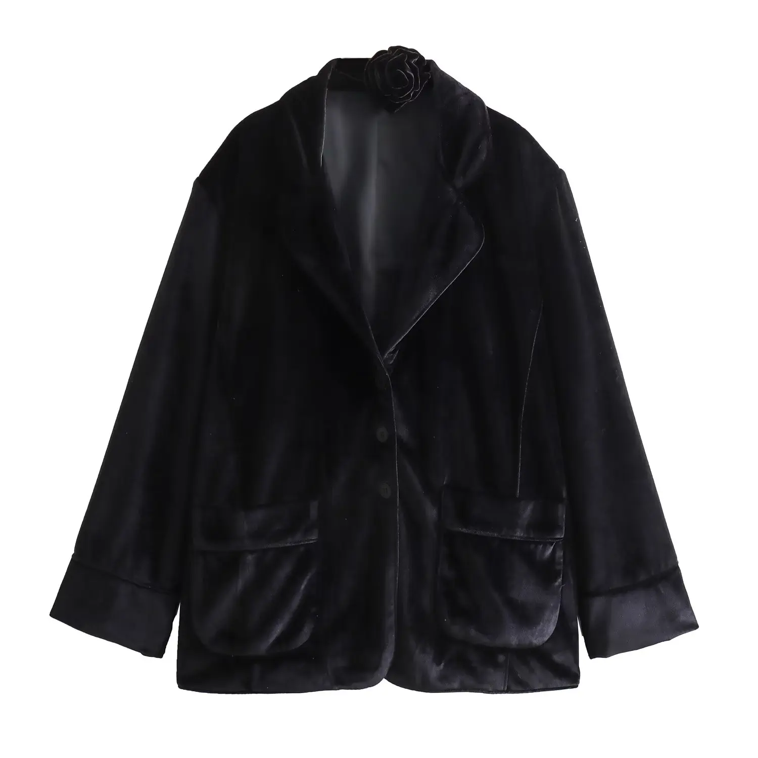 Women New Fashion Floral Decorative Velvet Blazer Coat Vintage Long-sleeved Pocket All-match Casual Female Outerwear Chic Tops 
Women New Fashion Floral Decorative Velvet Blazer Coat Vintage Long-sleeved Pocket All-match Casual Female Outerwear Chic Tops