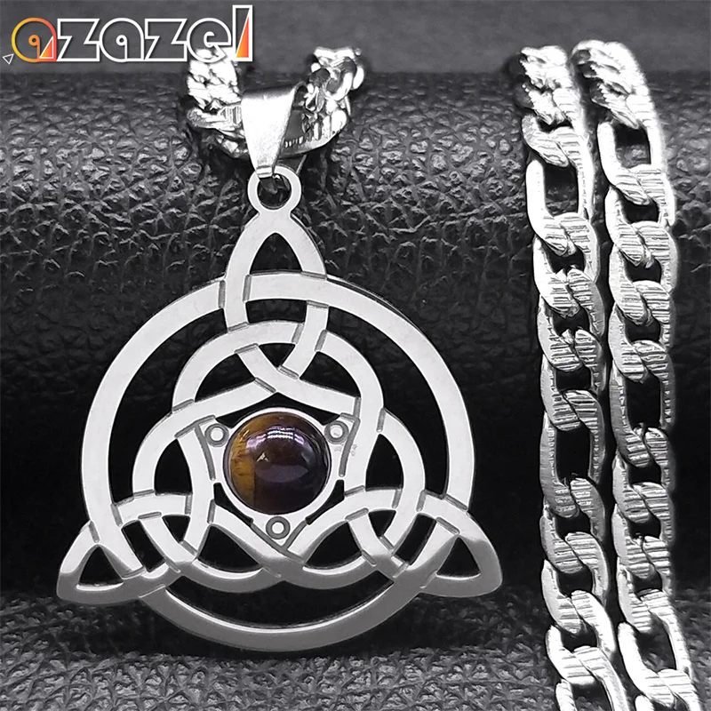 Witch's Celtic Knot Triskele Tiger Eye Necklace for Men Stainless Steel Natural Stone Necklaces Jewelry nudo de bruja N8057S08
Witch's Celtic Knot Triskele Tiger Eye Necklace for Men Stainless Steel Natural Stone Necklaces Jewelry nudo de bruja N8057S08