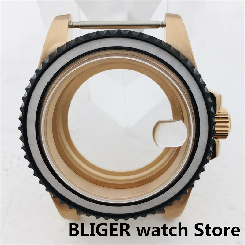 

BLIGER 40mm Rose Gold Black Ring Case Sapphire Glass Fits NH35 NH36 ETA2824 2836 Miyota 8205 8215 PT5000 DG2813 3804 Movement